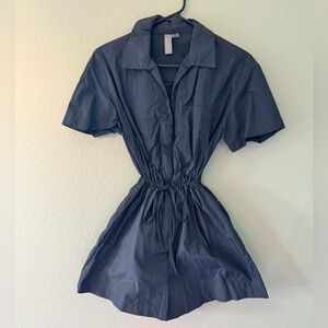 Sweaty Betty Navy Short-Sleeve Drawstring Mini Dress